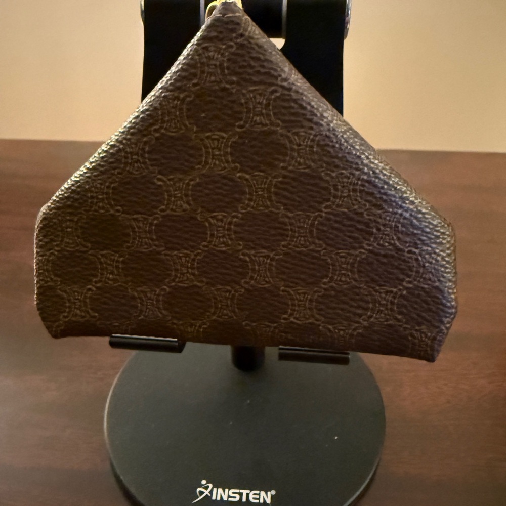 Celine Macadam Triangular Brown Leather Coin Purse COA EUC - Picture 2 of 16